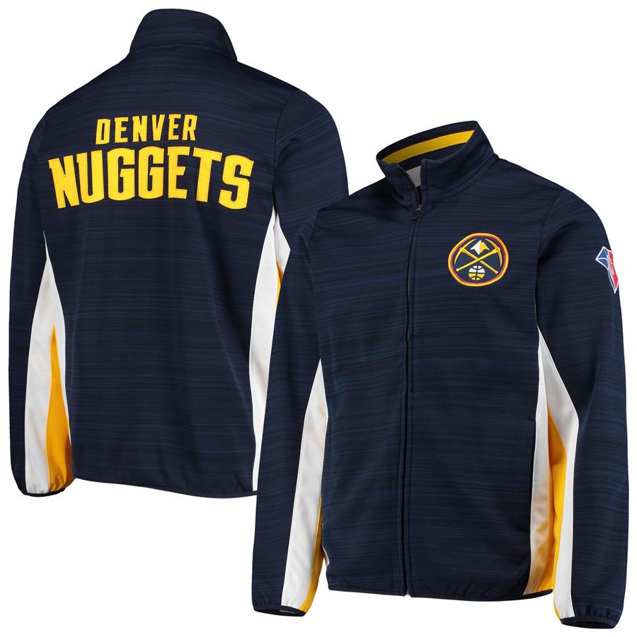 Denver NuggetsG-III Sports by Carl Banks 75th Anniversary Power Forward Space-Dye Full-Zip Track Jacket - Navy