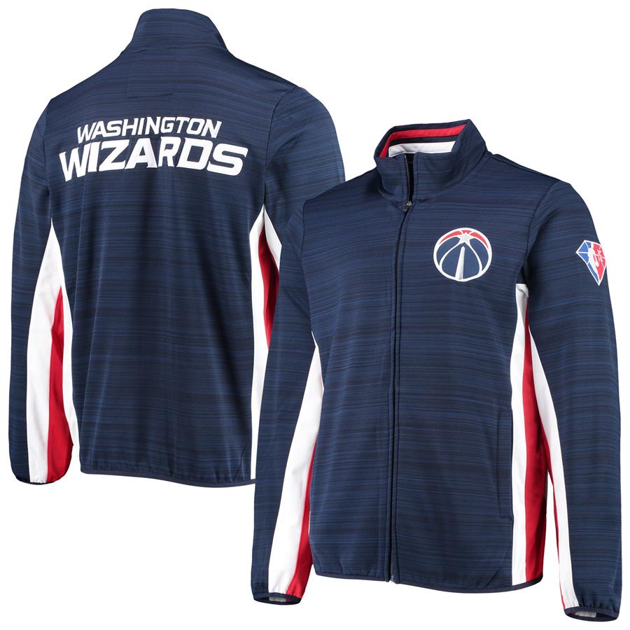 Washington WizardsG-III Sports by Carl Banks 75th Anniversary Power Forward Space-Dye Full-Zip Track Jacket - Navy