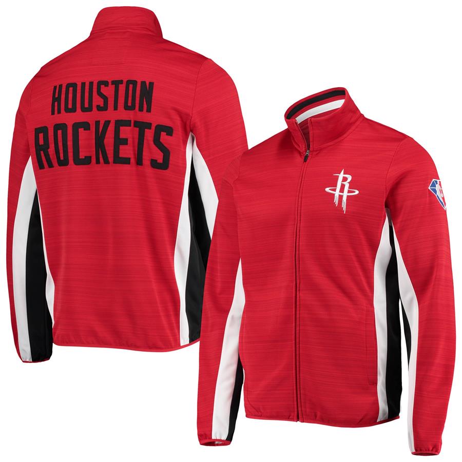Houston RocketsG-III Sports by Carl Banks 75th Anniversary Power Forward Space-Dye Full-Zip Track Jacket - Red