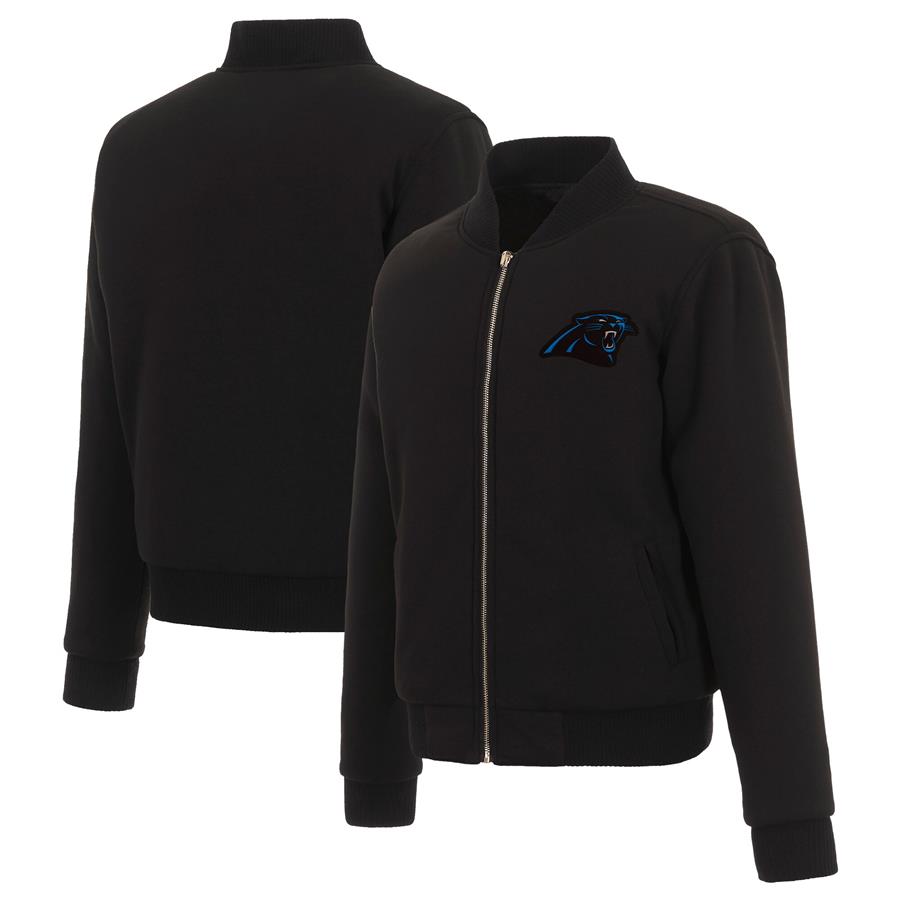 Carolina Panthers JH Design Women's Reversible Fleece Full-Zip Jacket - Black