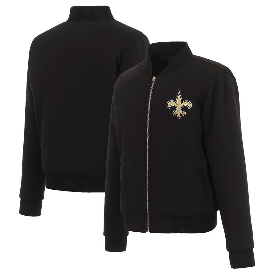 New Orleans Saints JH Design Women's Reversible Fleece Full-Zip Jacket - Black