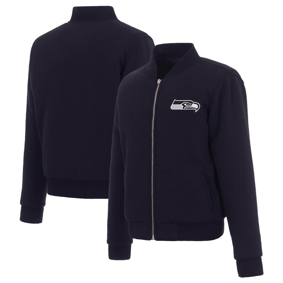 Seattle Seahawks JH Design Women's Reversible Fleece Full-Zip Jacket - College Navy
