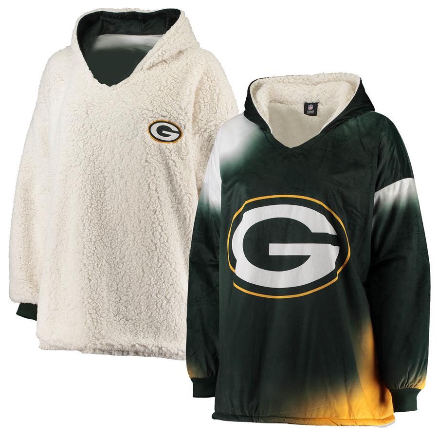 Green Bay Packers FOCO Reversible Sherpa Hoodeez - Green
