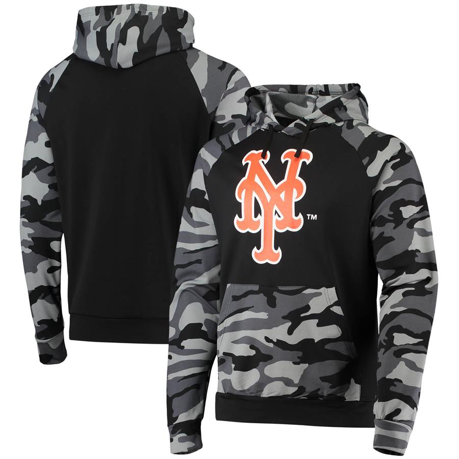 New York Mets FOCO Camo Raglan Pullover Hoodie - Black