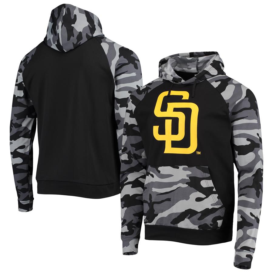 San Diego Padres FOCO Camo Raglan Pullover Hoodie - Black