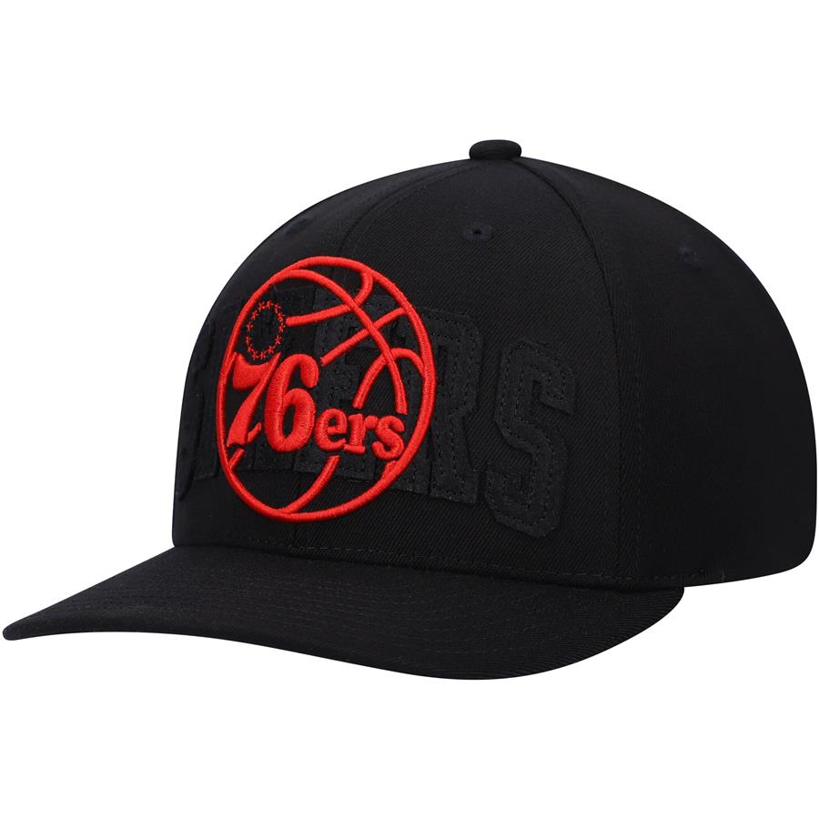 Philadelphia 76ers Mitchell & Ness Triple-Double Stretch Snapback Hat - Black