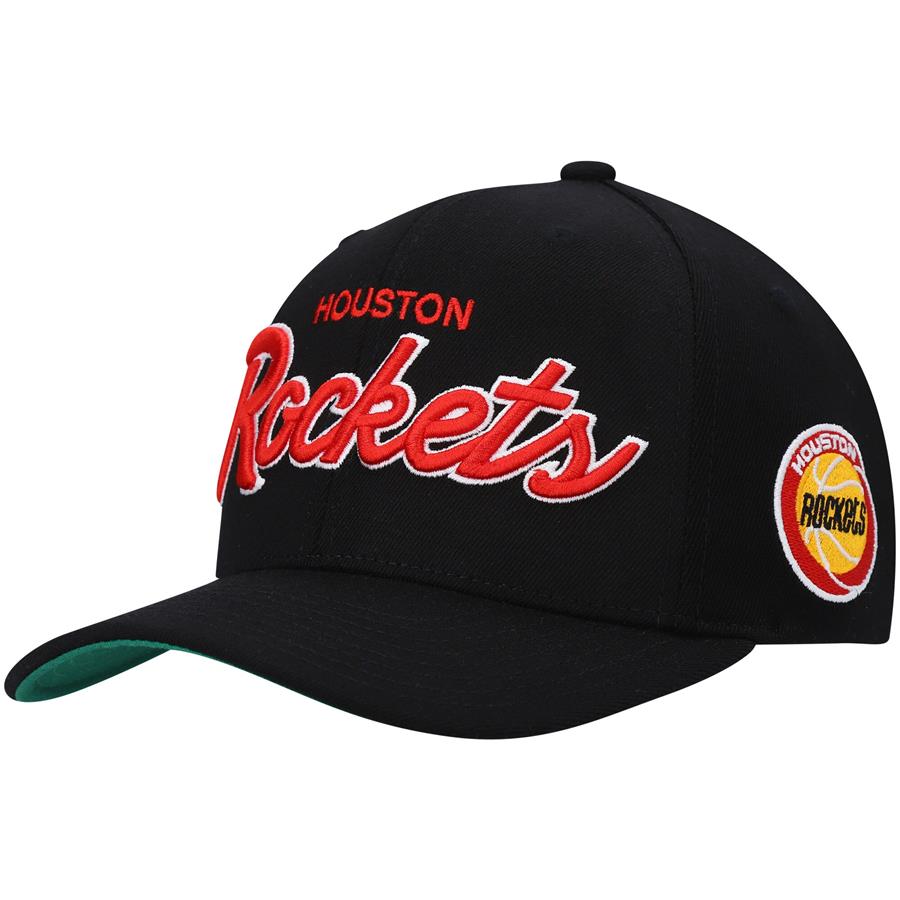 Houston Rockets Mitchell & Ness Hardwood Classics Foundation Script Team Snapback Hat - Black