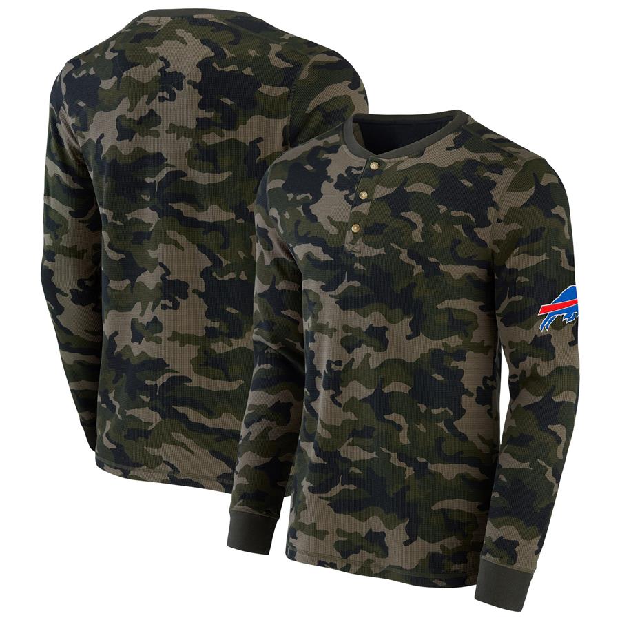 Buffalo Bills NFL x Darius Rucker Collection by Fanatics Thermal Henley Long Sleeve T-Shirt - Camo