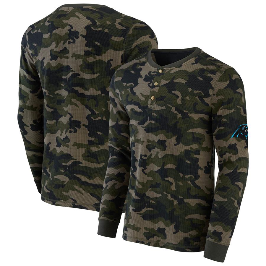 Carolina Panthers NFL x Darius Rucker Collection by Fanatics Thermal Henley Long Sleeve T-Shirt - Camo