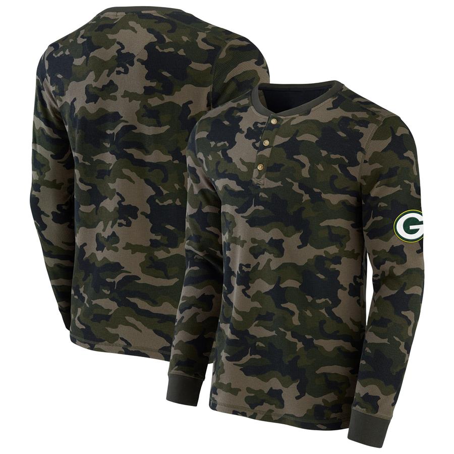 Green Bay Packers NFL x Darius Rucker Collection by Fanatics Thermal Henley Long Sleeve T-Shirt - Camo