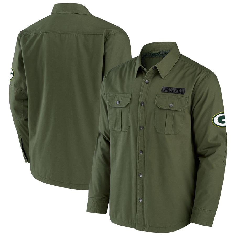 Green Bay Packers NFL x Darius Rucker Collection by Fanatics Long Sleeve Button-Up Shirt Jacket - Olive