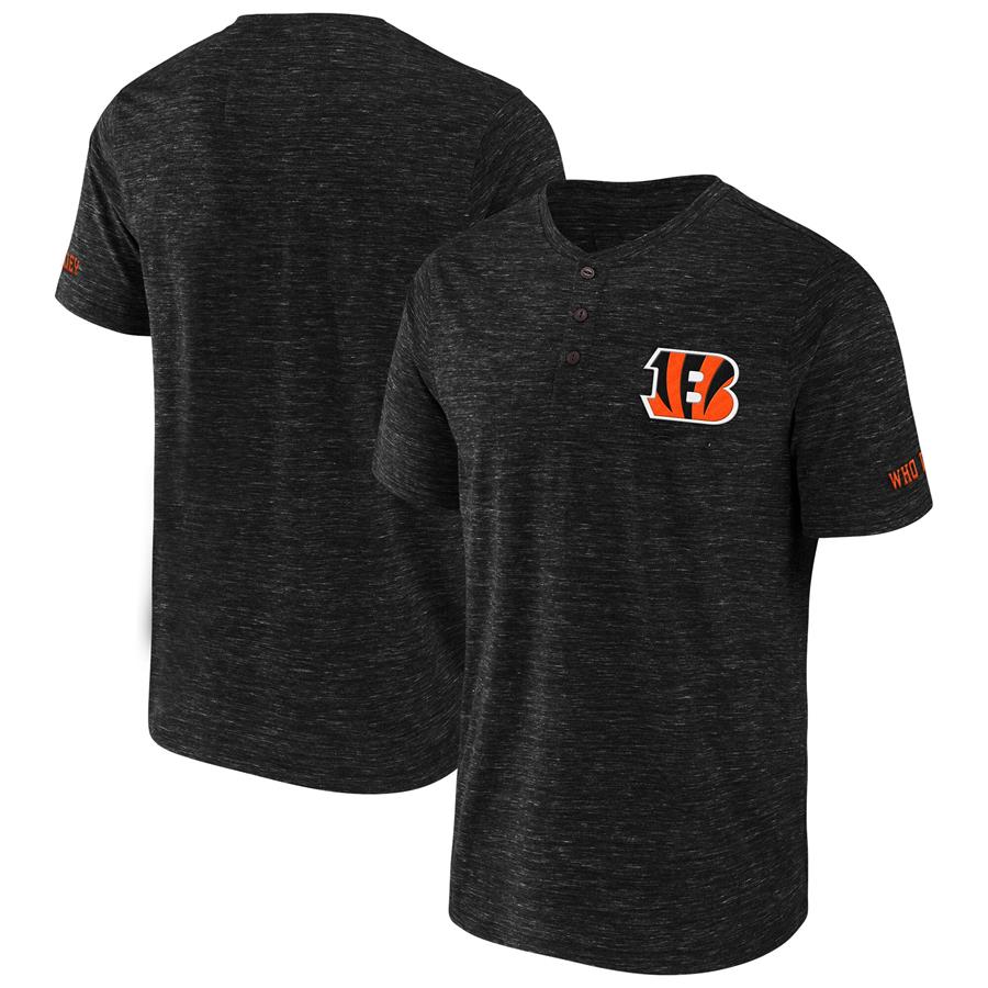 Cincinnati Bengals NFL x Darius Rucker Collection by Fanatics Slub Henley T-Shirt - Black