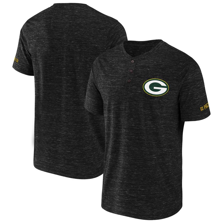 Green Bay Packers NFL x Darius Rucker Collection by Fanatics Slub Henley T-Shirt - Black