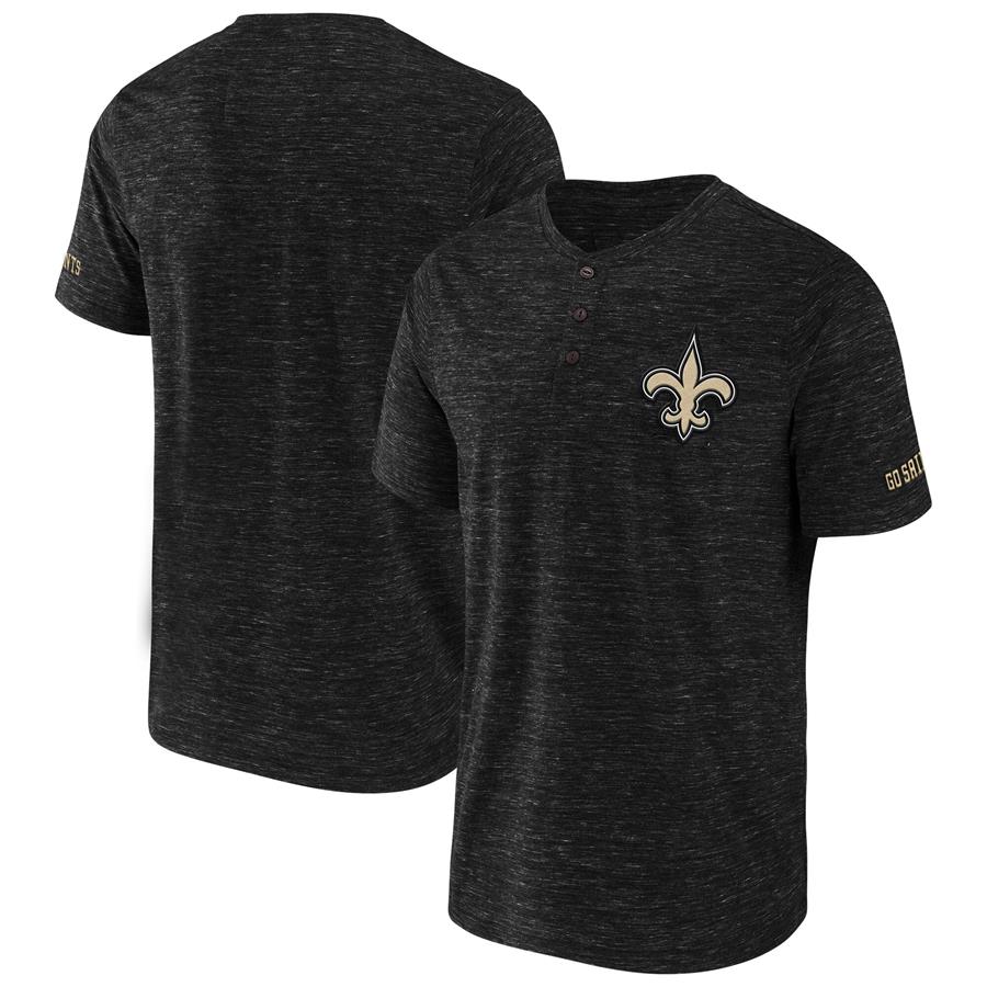 New Orleans Saints NFL x Darius Rucker Collection by Fanatics Slub Henley T-Shirt - Black