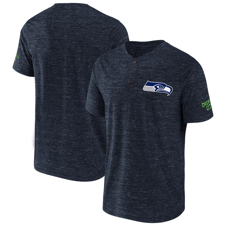 Seattle Seahawks NFL x Darius Rucker Collection by Fanatics Slub Henley T-Shirt - College Navy