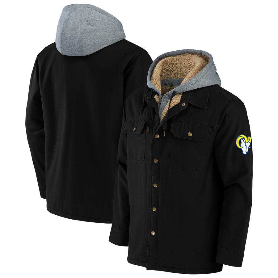 Los Angeles Rams NFL x Darius Rucker Collection by Fanatics Canvas Full-Zip Hoodie - Black
