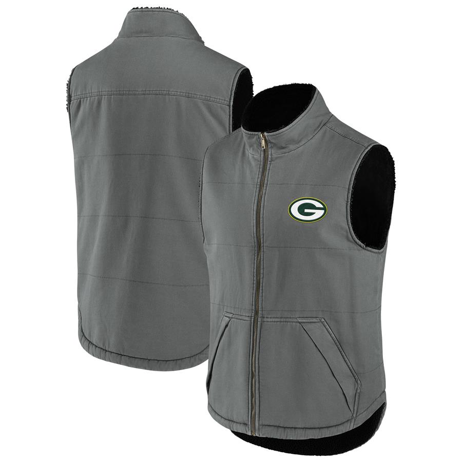 Green Bay Packers NFL x Darius Rucker Collection by Fanatics Sherpa-Lined Full-Zip Vest - Gray