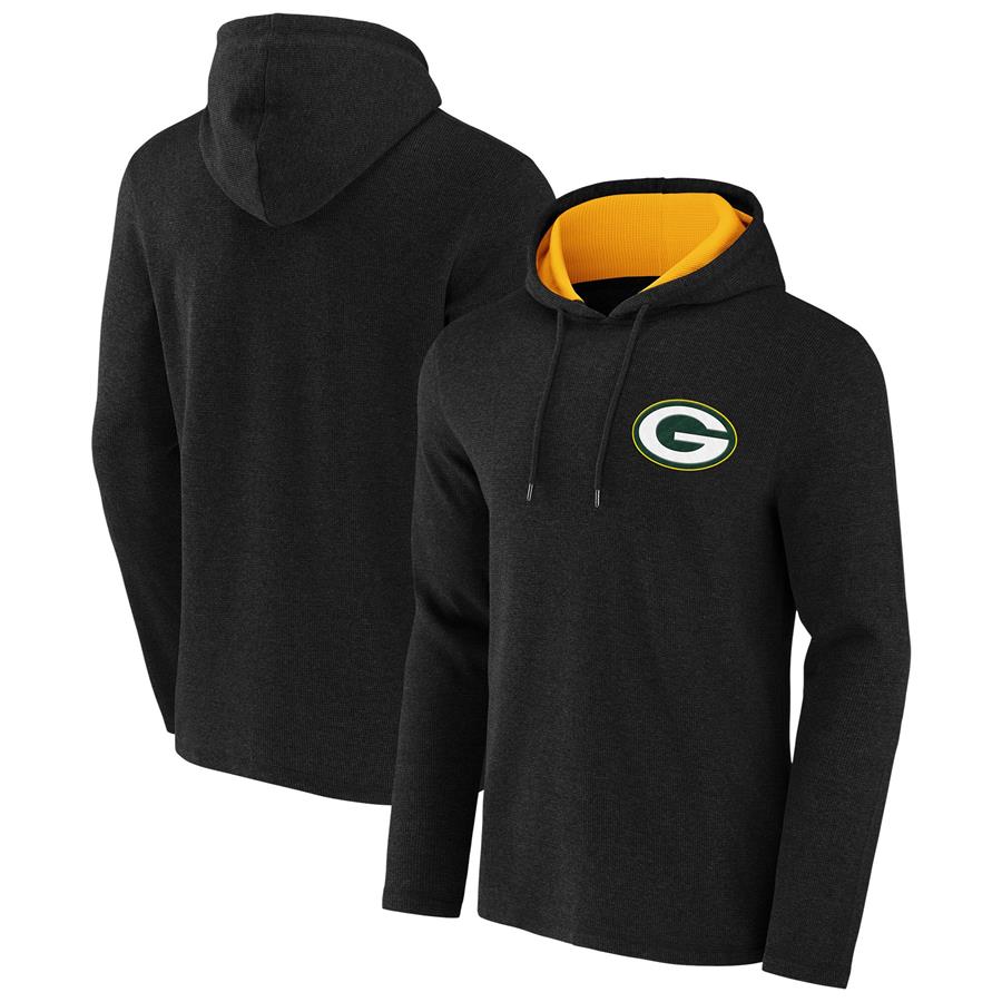 Green Bay Packers NFL x Darius Rucker Collection by Fanatics Waffle Knit Pullover Hoodie - Heathered Black