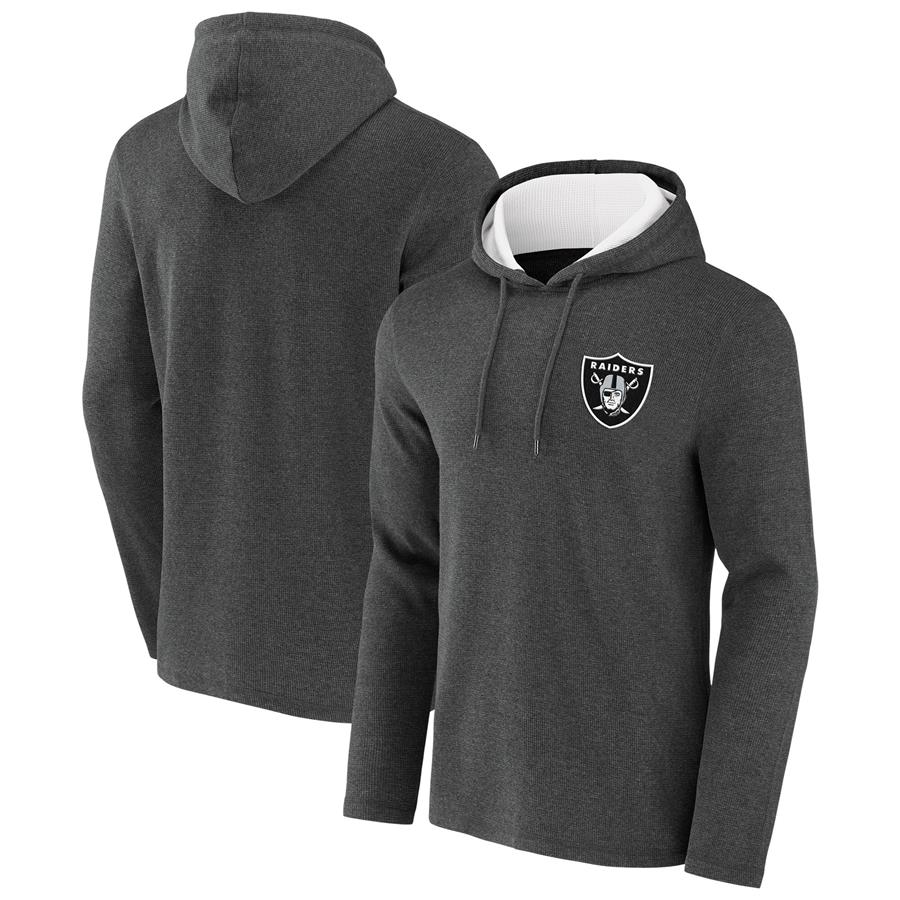 Las Vegas Raiders NFL x Darius Rucker Collection by Fanatics Waffle Knit Pullover Hoodie - Heathered Charcoal
