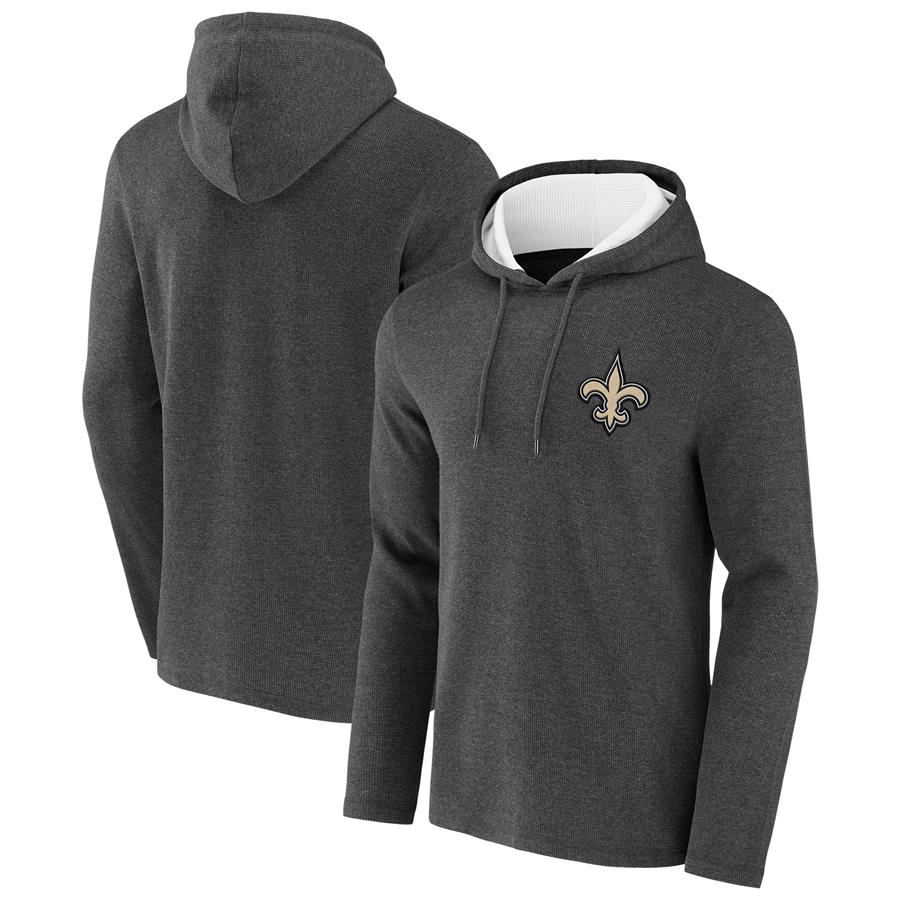 New Orleans Saints NFL x Darius Rucker Collection by Fanatics Waffle Knit Pullover Hoodie - Heathered Charcoal