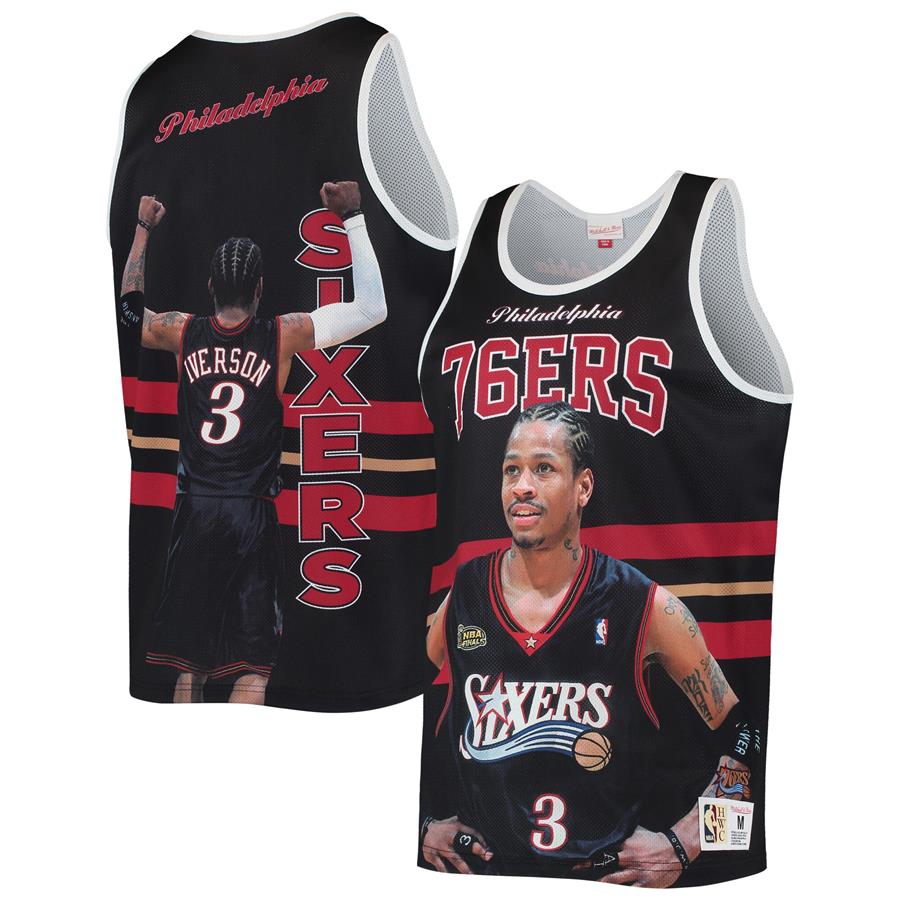Allen Iverson Philadelphia 76ers Mitchell & Ness Hardwood Classics Player Tank Top - Black