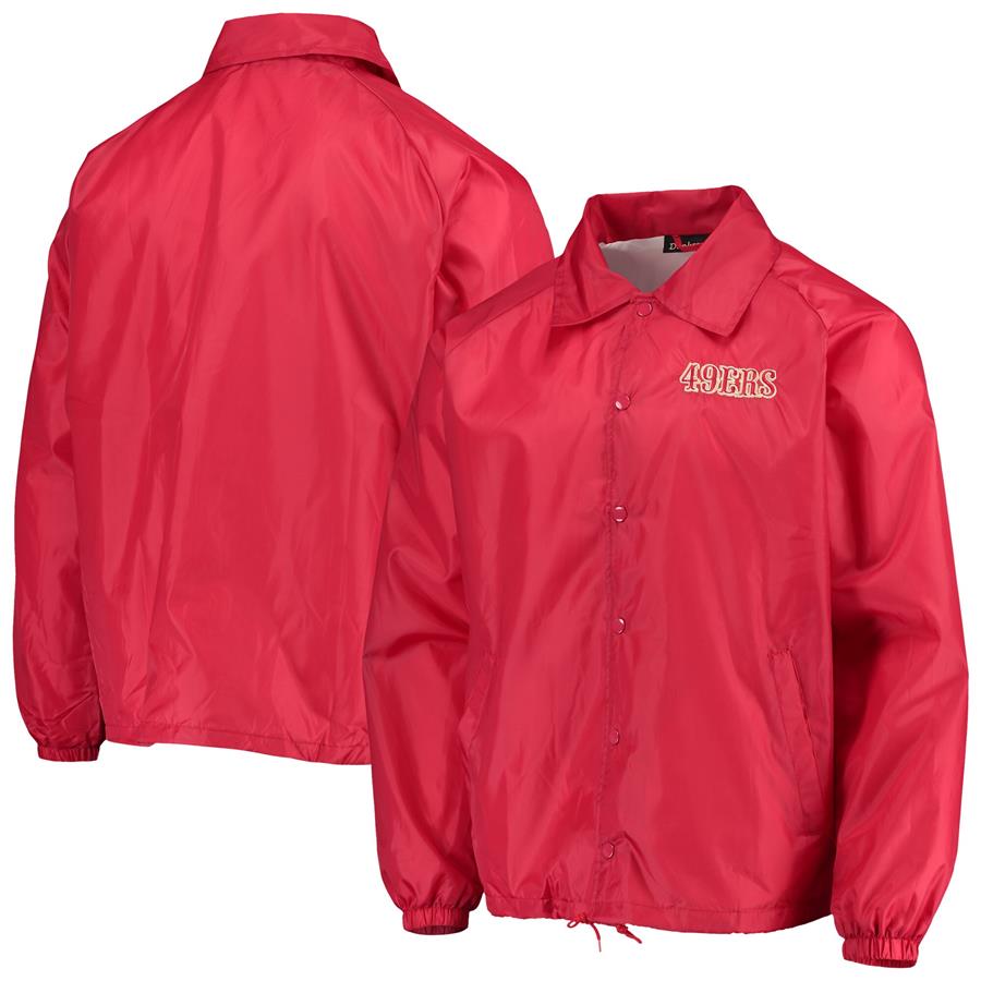 San Francisco 49ers Dunbrooke Coaches Classic Raglan Full-Snap Windbreaker Jacket - Scarlet
