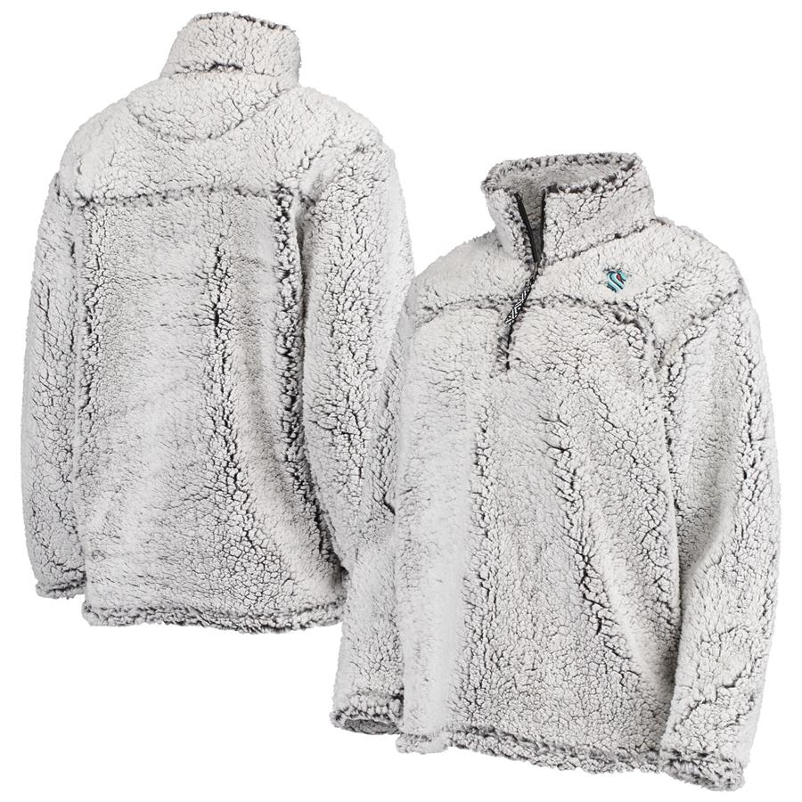 Seattle Kraken G-III 4Her by Carl Banks Women's Sherpa Quarter-Zip Jacket - Gray