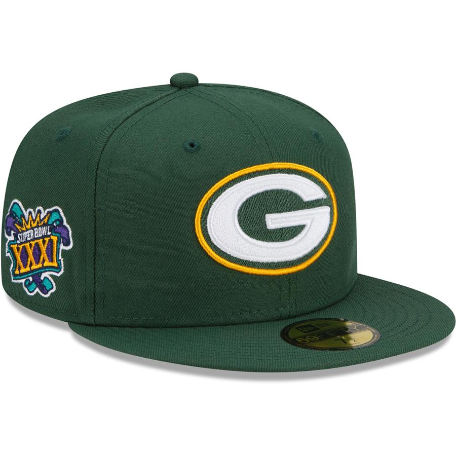 Green Bay Packers New Era Patch Up Super Bowl XXXI 59FIFTY Fitted Hat - Green