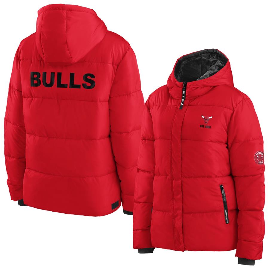 Chicago Bulls WEAR by Erin Andrews Women's Plush Puffer Full-Zip Jacket - Red