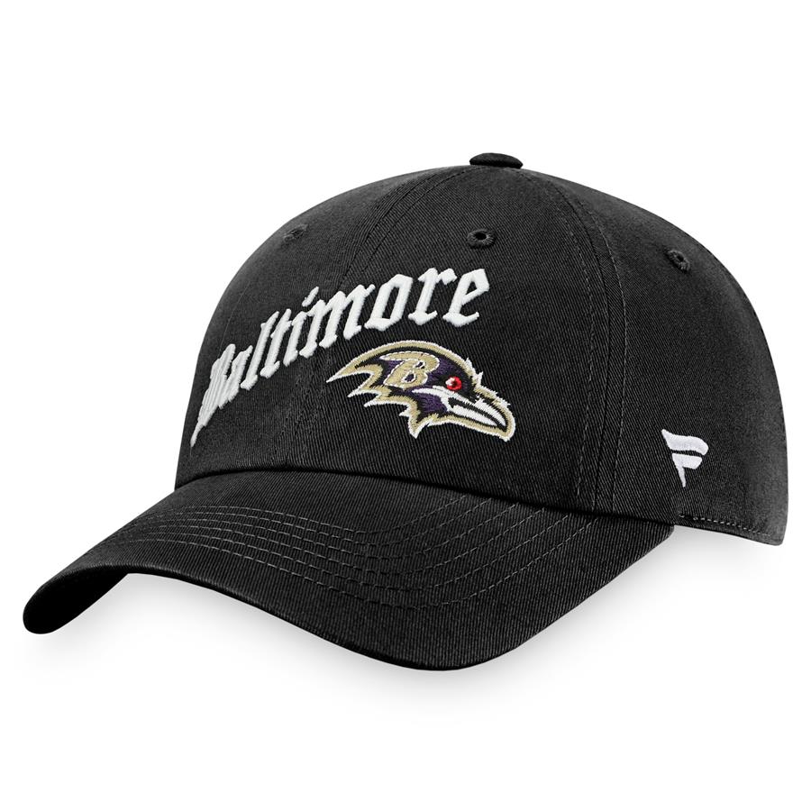 Baltimore Ravens Fanatics Branded Old English Adjustable Hat - Black