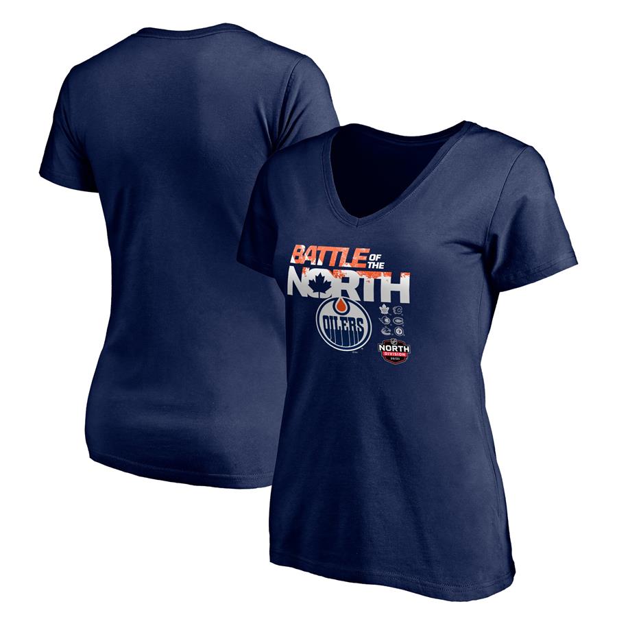 Edmonton Oilers Fanatics Branded Women's Battle of the North V-Neck T-Shirt - Navy