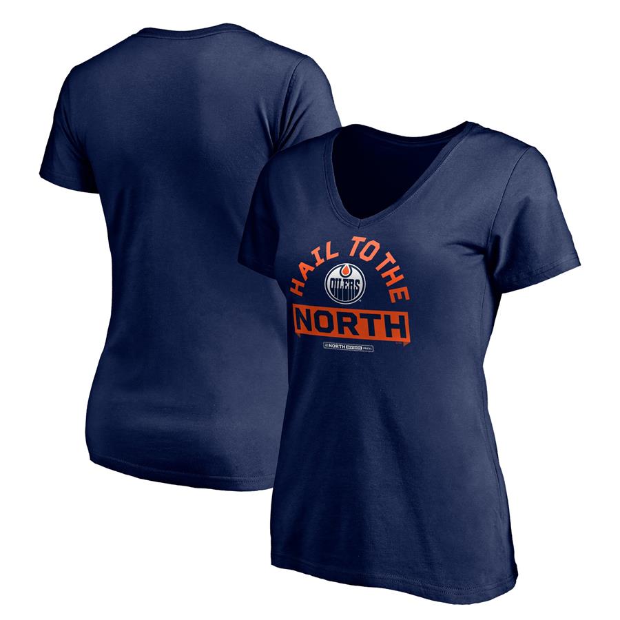 Edmonton Oilers Fanatics Branded Women's Hail to the North V-Neck T-Shirt - Navy