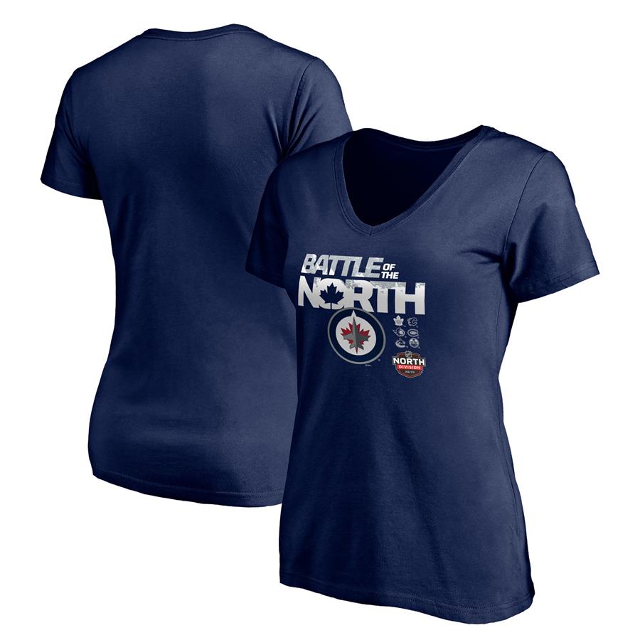 Winnipeg Jets Fanatics Branded Women's Battle of the North V-Neck T-Shirt - Navy