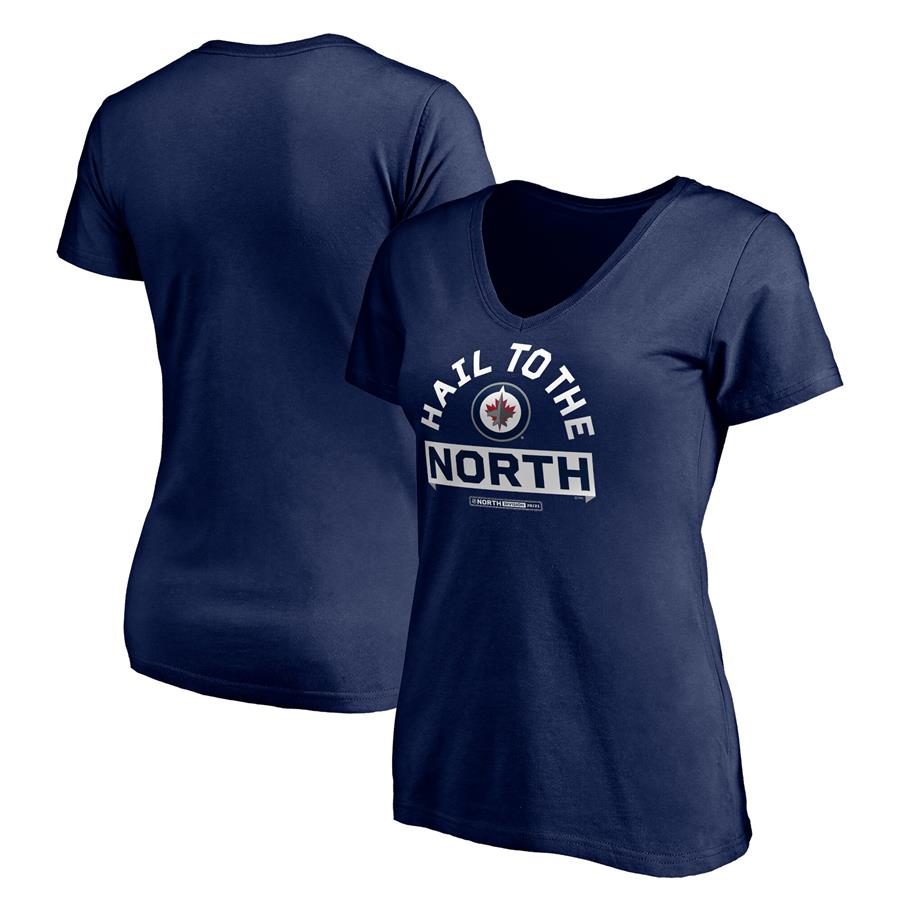 Winnipeg Jets Fanatics Branded Women's Hail to the North V-Neck T-Shirt - Navy
