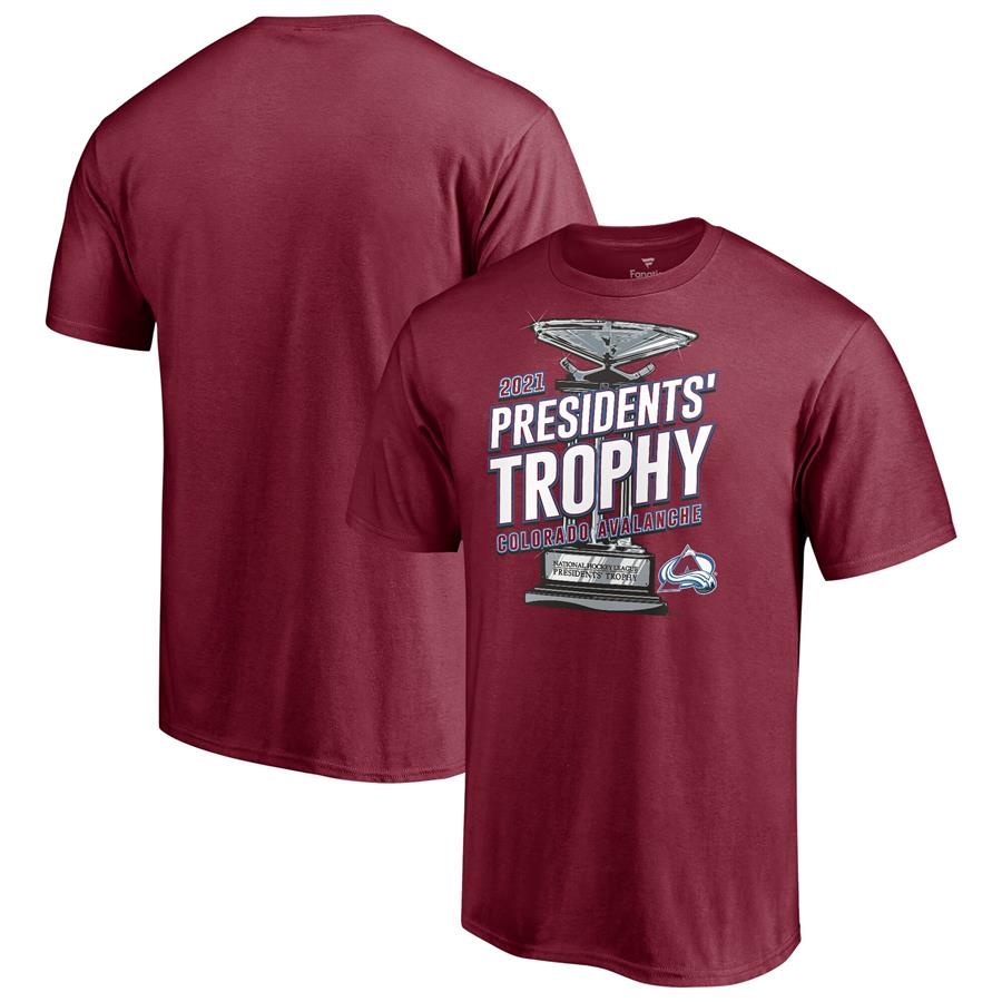Colorado Avalanche Fanatics Branded 2021 Presidents' Trophy T-Shirt - Burgundy