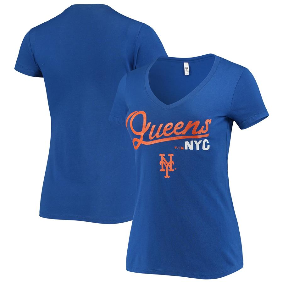 New York Mets Women's Queens NYC Hometown V-Neck T-Shirt - Royal