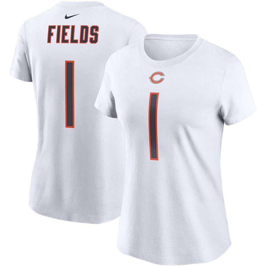 Justin Fields Chicago Bears Nike Women's Player Name & Number T-Shirt - White