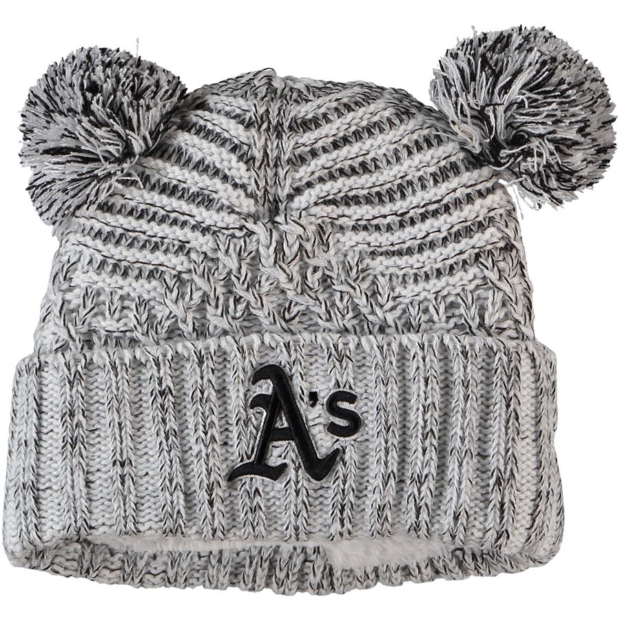 Женская шапка Oakland Athletics New Era Dual with Poms (серый)