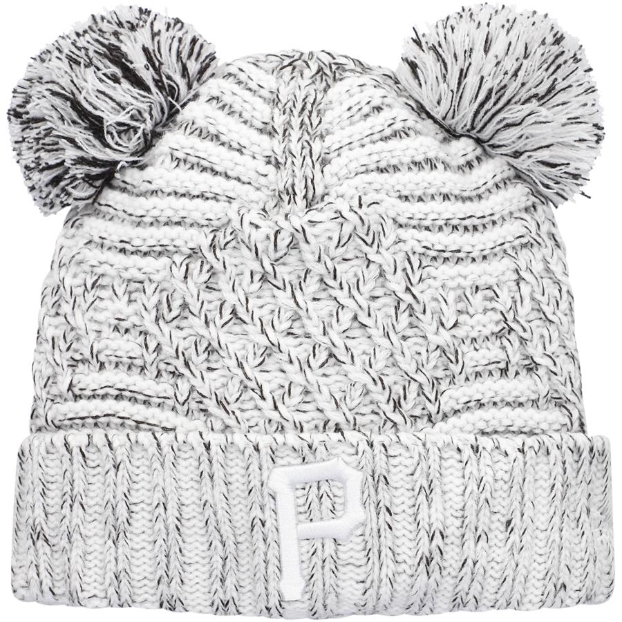 Pittsburgh Pirates New Era Women's Dual Cuffed Knit Hat with Poms - Gray