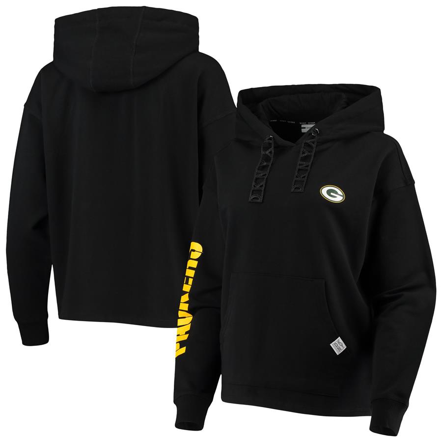 Green Bay Packers DKNY Sport Women's Staci Pullover Hoodie - Black