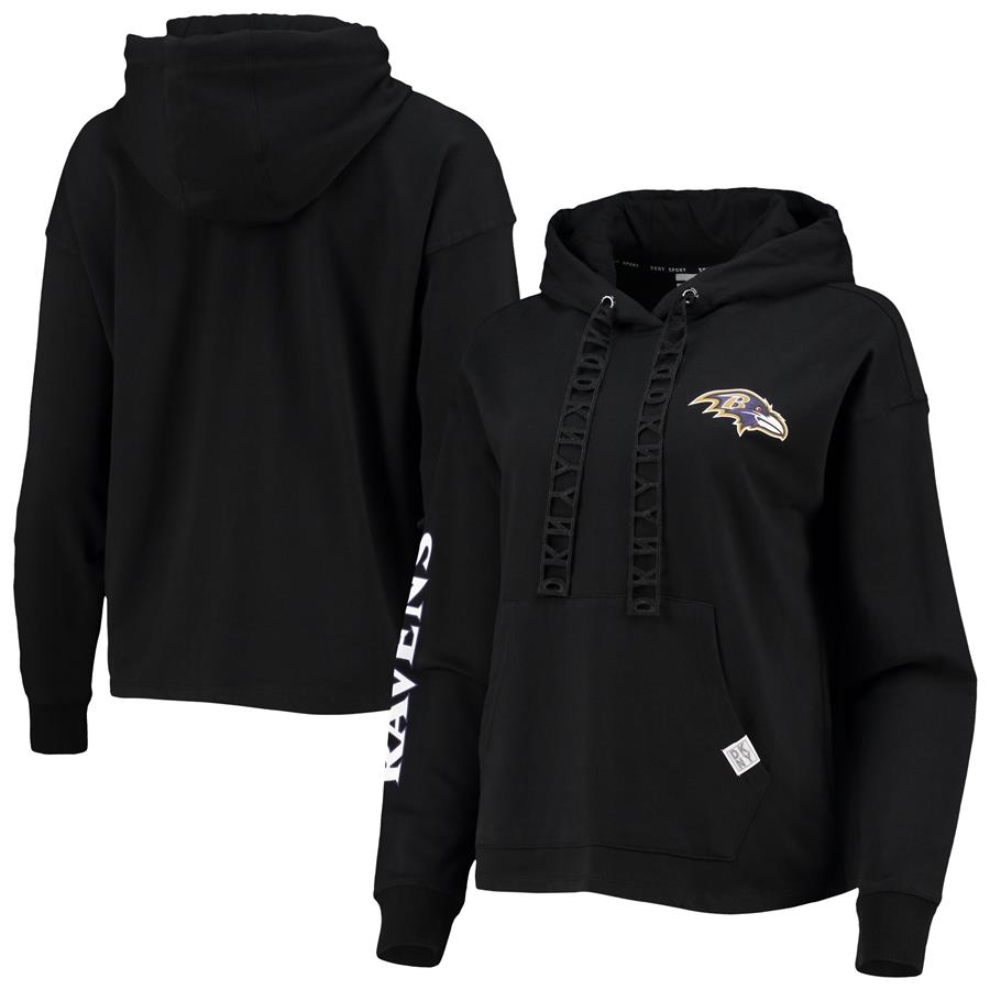 Baltimore Ravens DKNY Sport Women's Staci Pullover Hoodie - Black