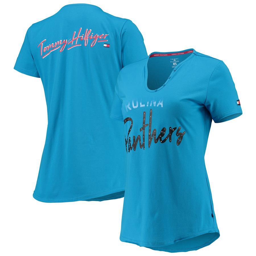 Carolina Panthers Tommy Hilfiger Women's Riley V-Neck T-Shirt - Blue