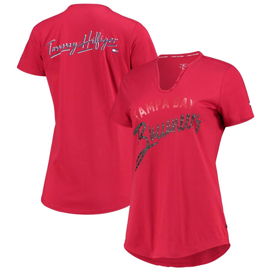 Tampa Bay Buccaneers Tommy Hilfiger Women's Riley V-Neck T-Shirt - Red