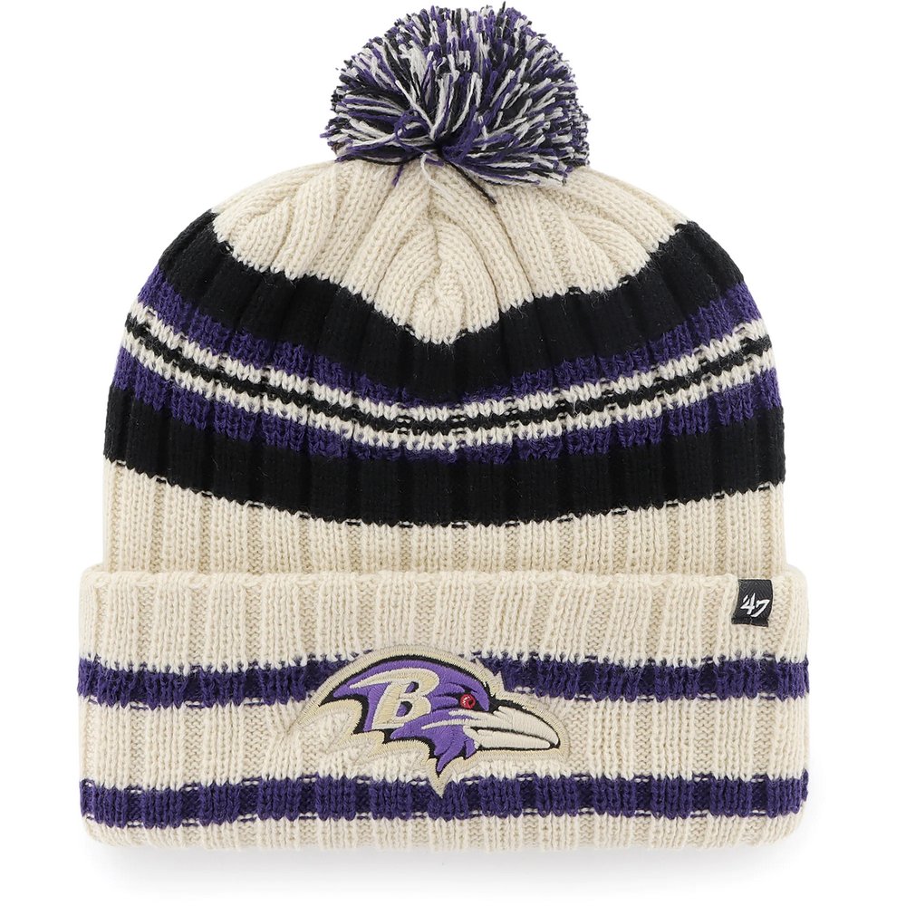 Baltimore Ravens '47 Hone Cuffed Knit Hat with Pom - Natural