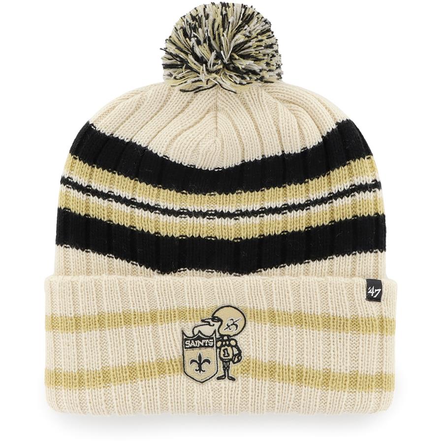 New Orleans Saints '47 Hone Cuffed Knit Hat with Pom - Natural
