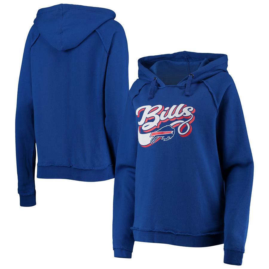 Buffalo Bills New Era Women's Script Fleece Raglan Pullover Hoodie - Royal