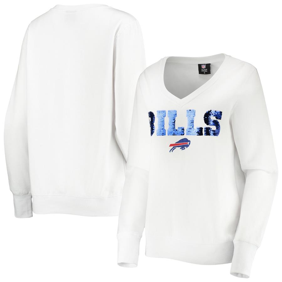 Buffalo Bills Cuce Women's Victory V-Neck Pullover Sweatshirt - White