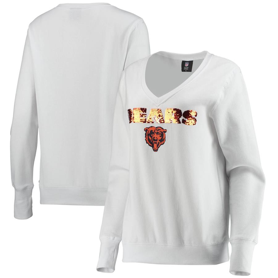 Chicago Bears Cuce Women's Victory V-Neck Pullover Sweatshirt - White
