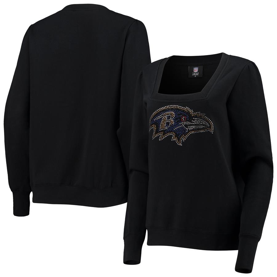 Baltimore Ravens Cuce Women's Winners Square Neck Pullover Sweatshirt - Black
