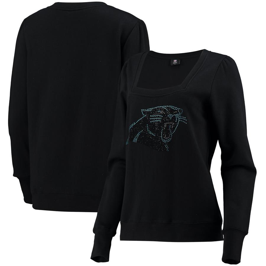 Carolina Panthers Cuce Women's Winners Square Neck Pullover Sweatshirt - Black